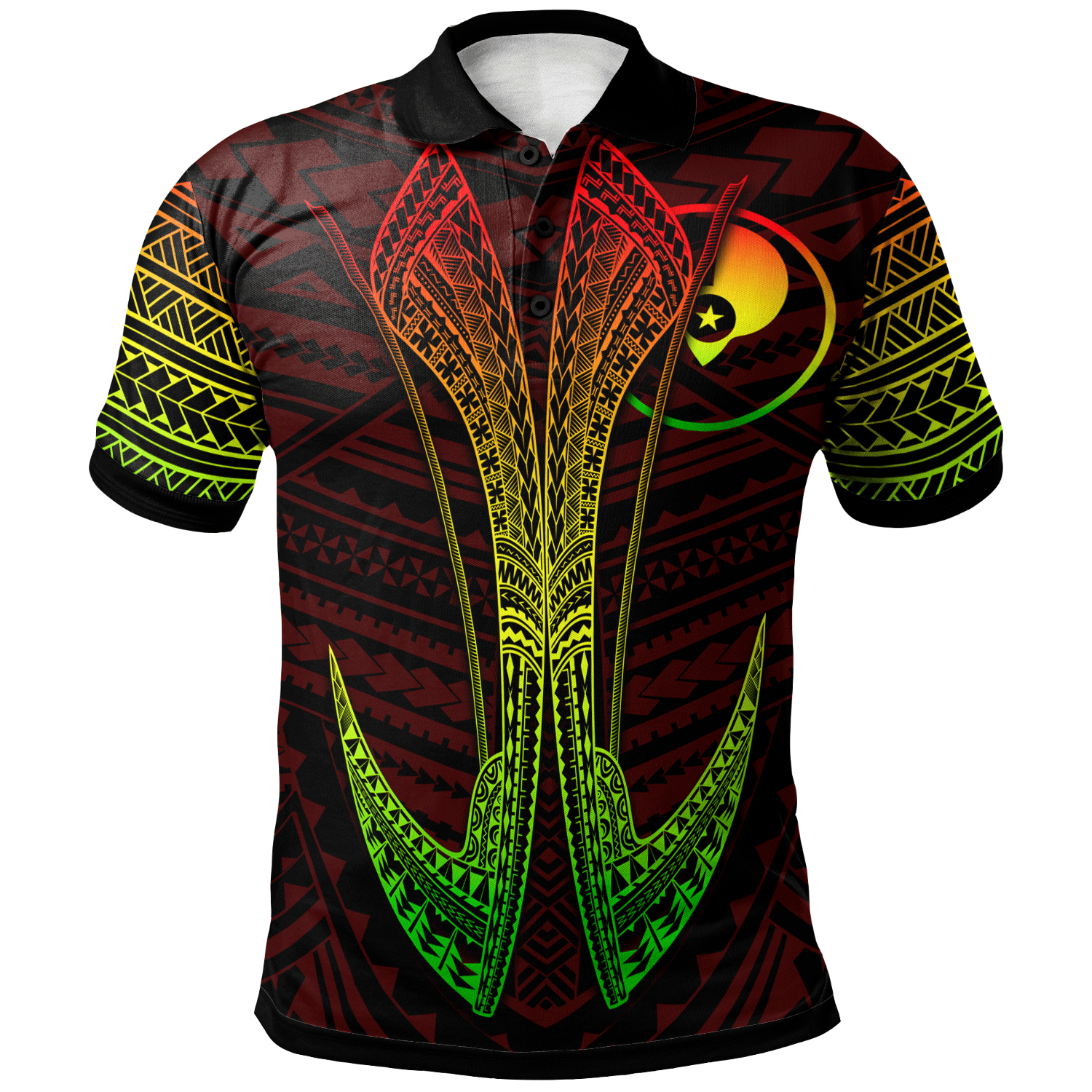 Yap Custom Polo Shirt Fish Hook Ver2 Unisex Red - Polynesian Pride