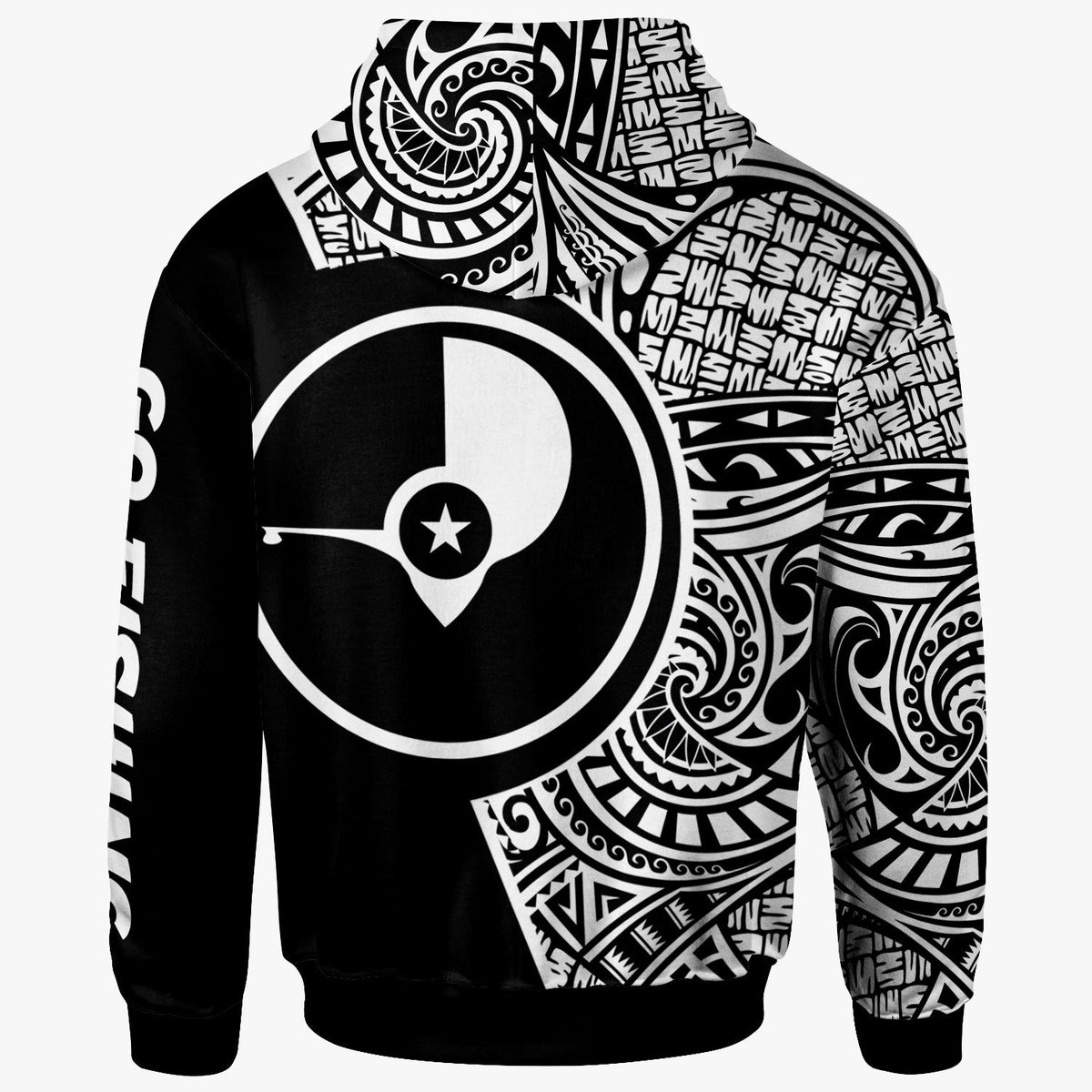 Yap Zip Hoodie Hook Tattoo Black Color - Polynesian Pride