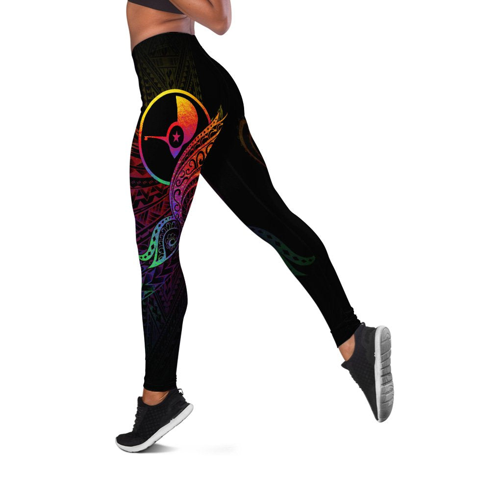 Yap State Leggings - Butterfly Polynesian Style Black - Polynesian Pride