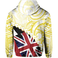 Polynesian Kakau Flag of Hawaii Hoodie Yellow - Polynesian Pride