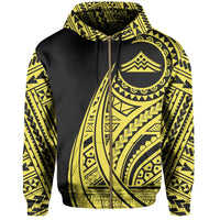 Hawaii Mauna Kea Polynesian Zip up Hoodie Tatoo Style Yellow - Polynesian Pride