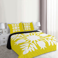 Hawaiian Royal Pattern Quilt Bed Set - Yellow - N1 Style - AH - Polynesian Pride