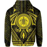 Polynesian Kakau Kanaka Turtle Map Hawaii Zip Hoodie Circle Style Yellow - Polynesian Pride
