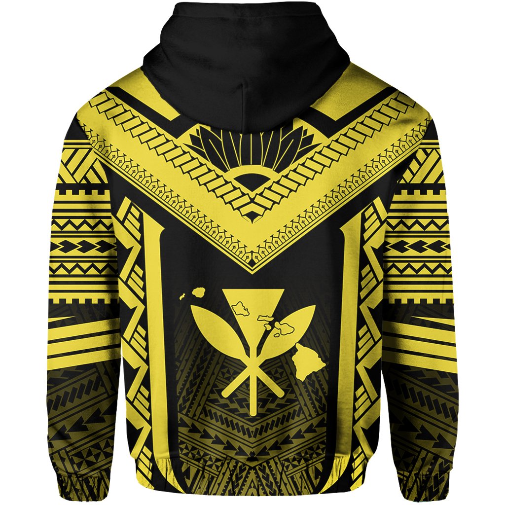 Hawaii Kanaka Polynesian Zip up Hoodie Active Yellow - Polynesian Pride