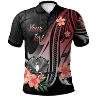 Papua New Guinea Custom Polo Shirt Red Polynesian Hibiscus Pattern Style Unisex Red - Polynesian Pride