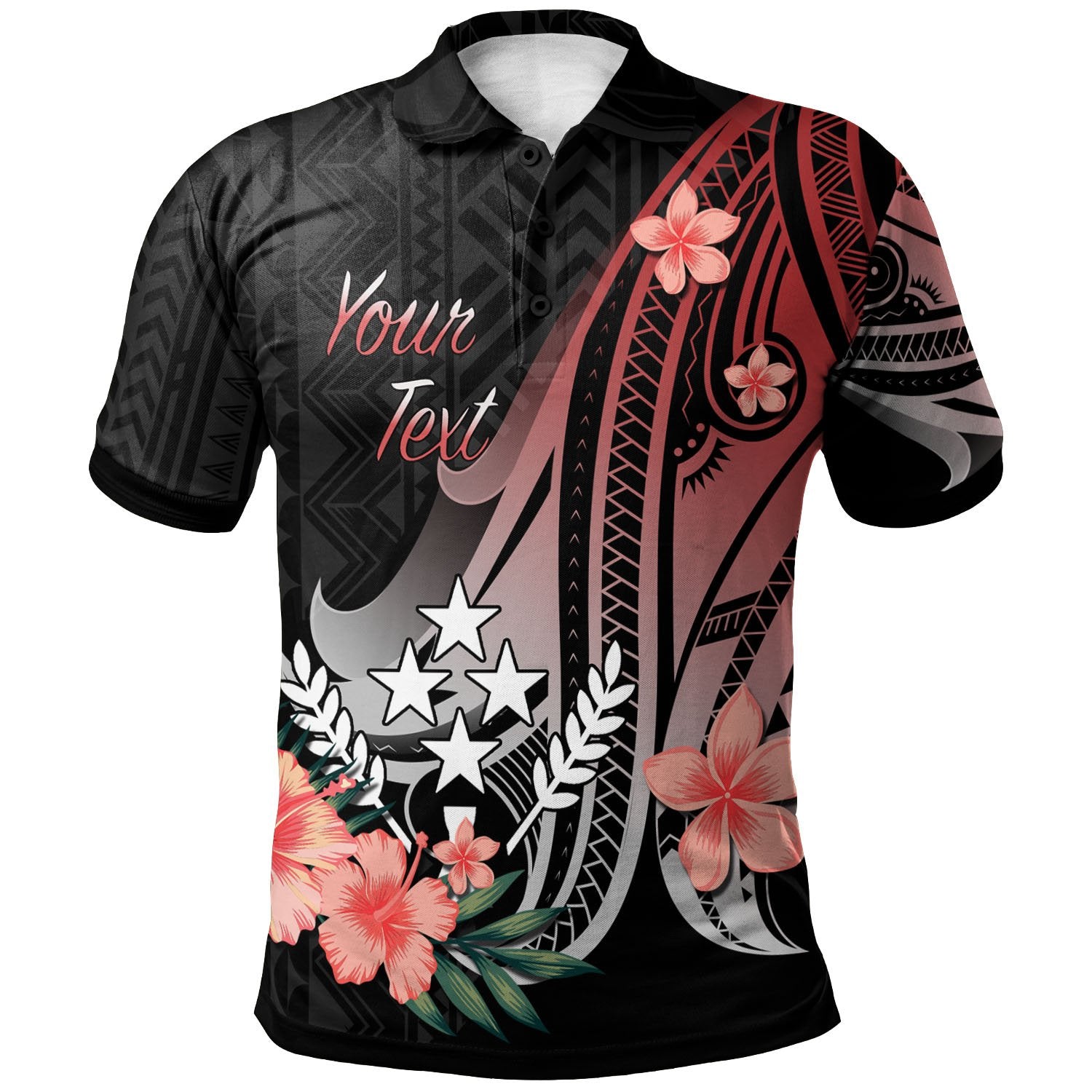 Kosrae Custom Polo Shirt Red Polynesian Hibiscus Pattern Style Unisex Red - Polynesian Pride