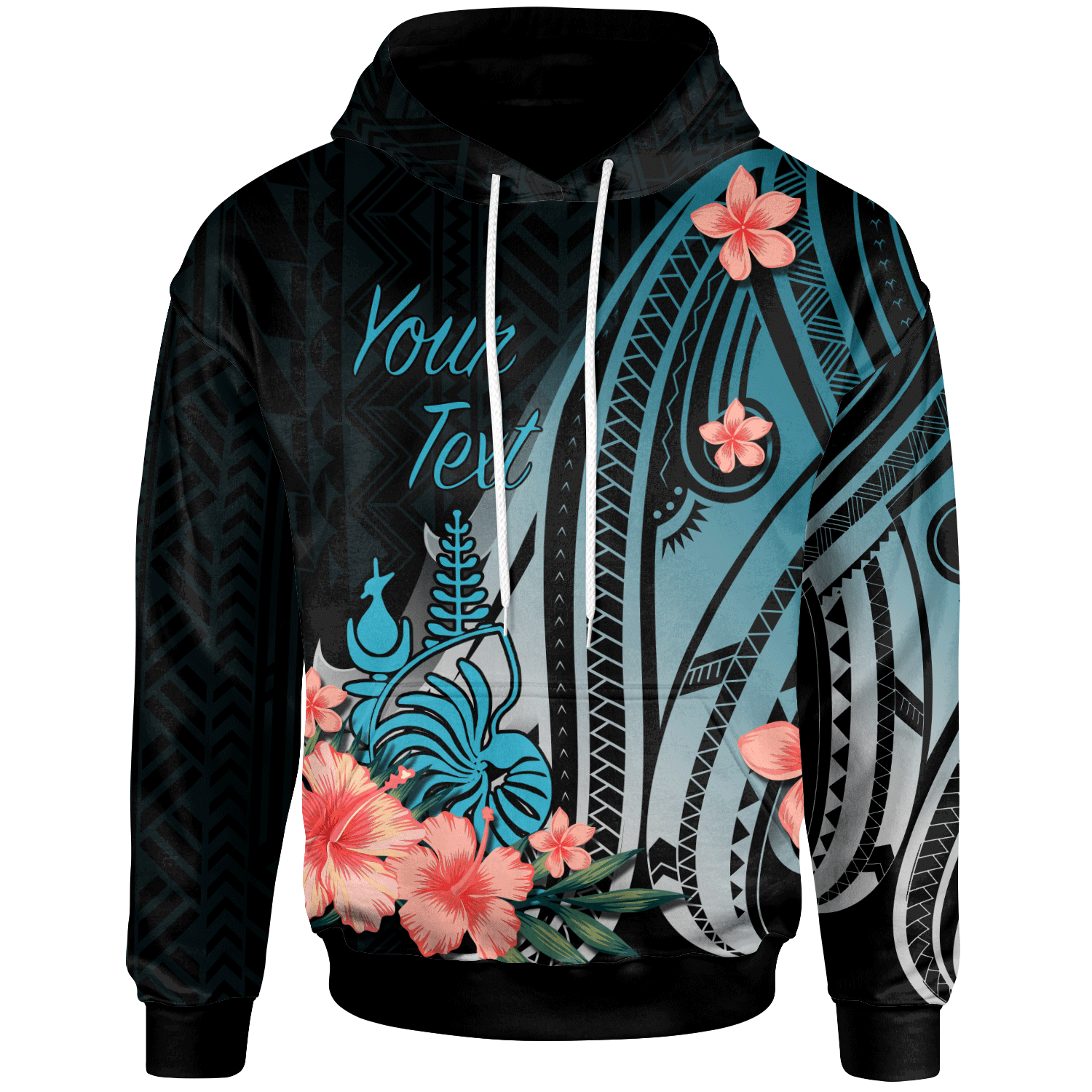 New Caledonia Custom Hoodie Turquoise Polynesian Hibiscus Pattern Style Unisex Turquoise - Polynesian Pride