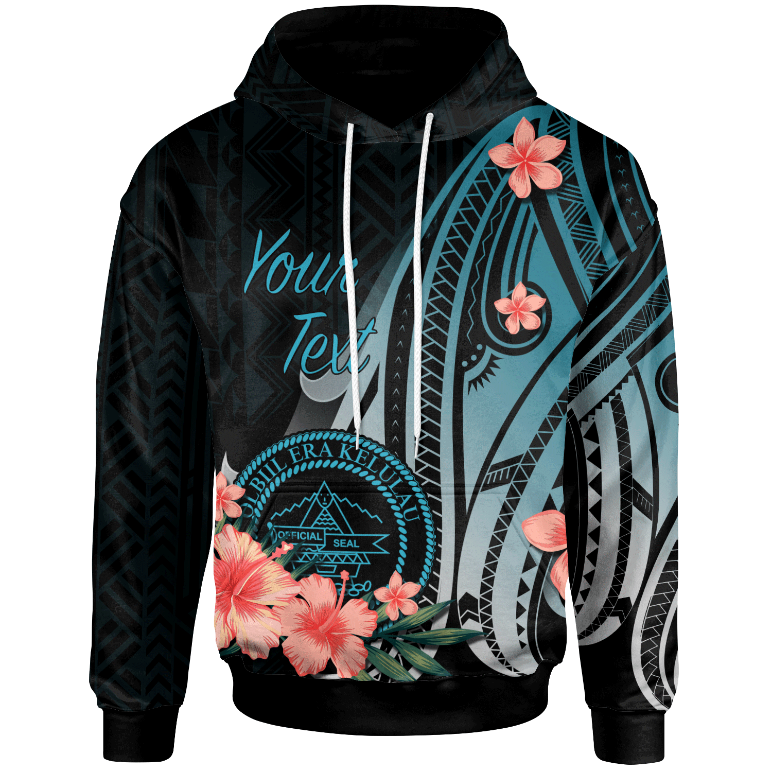 Palau Custom Hoodie Turquoise Polynesian Hibiscus Pattern Style Unisex Turquoise - Polynesian Pride