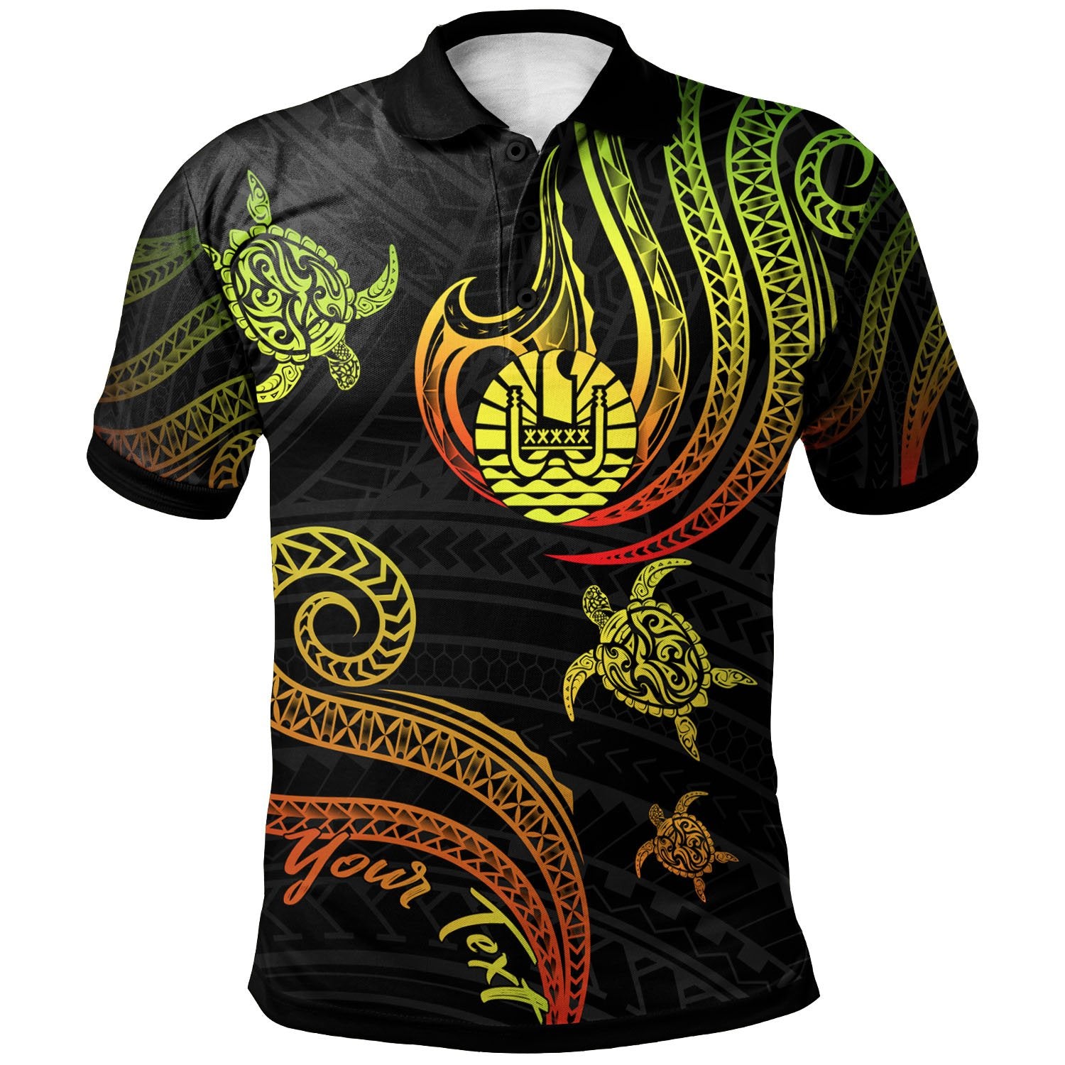 Tahiti Custom Polo Shirt Polynesian Turtle With Pattern Reggae Unisex Reggae - Polynesian Pride