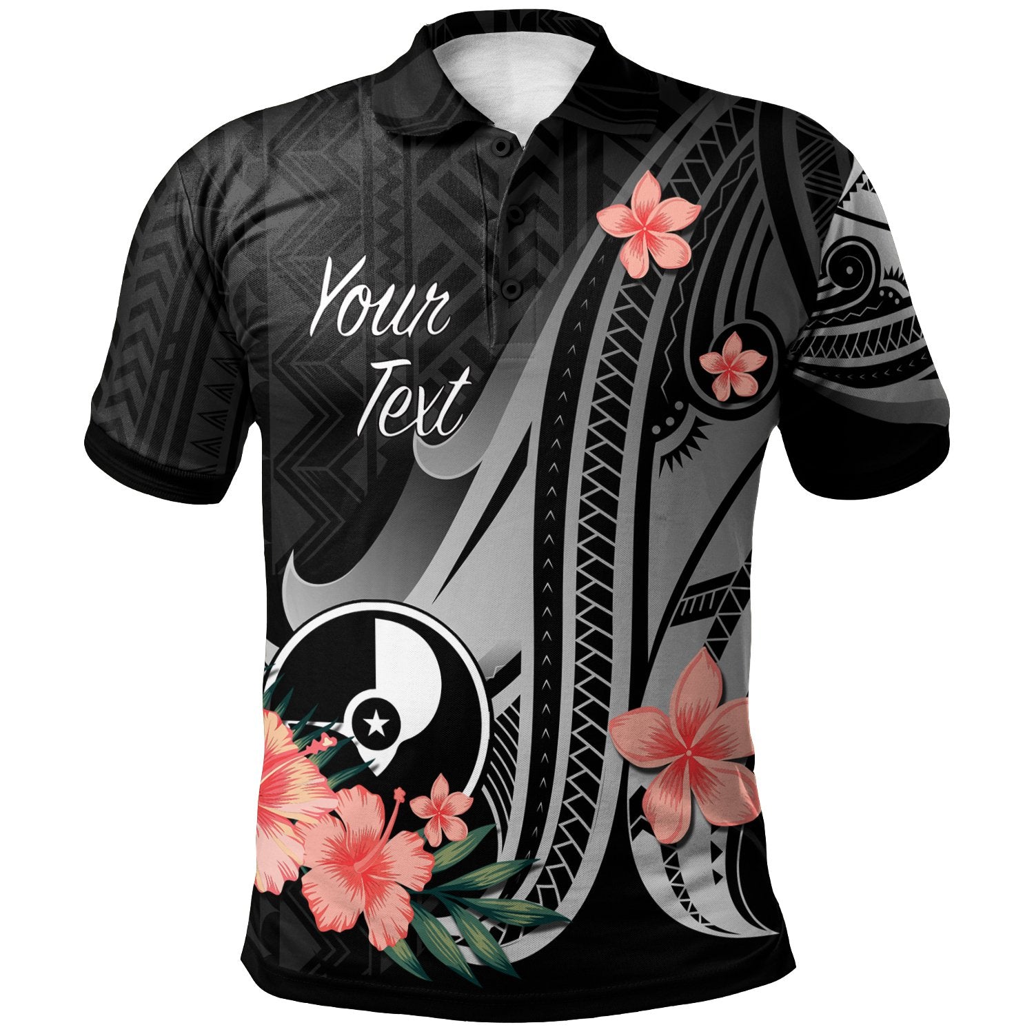 Yap Custom Polo Shirt Polynesian Hibiscus Pattern Style Unisex Black - Polynesian Pride