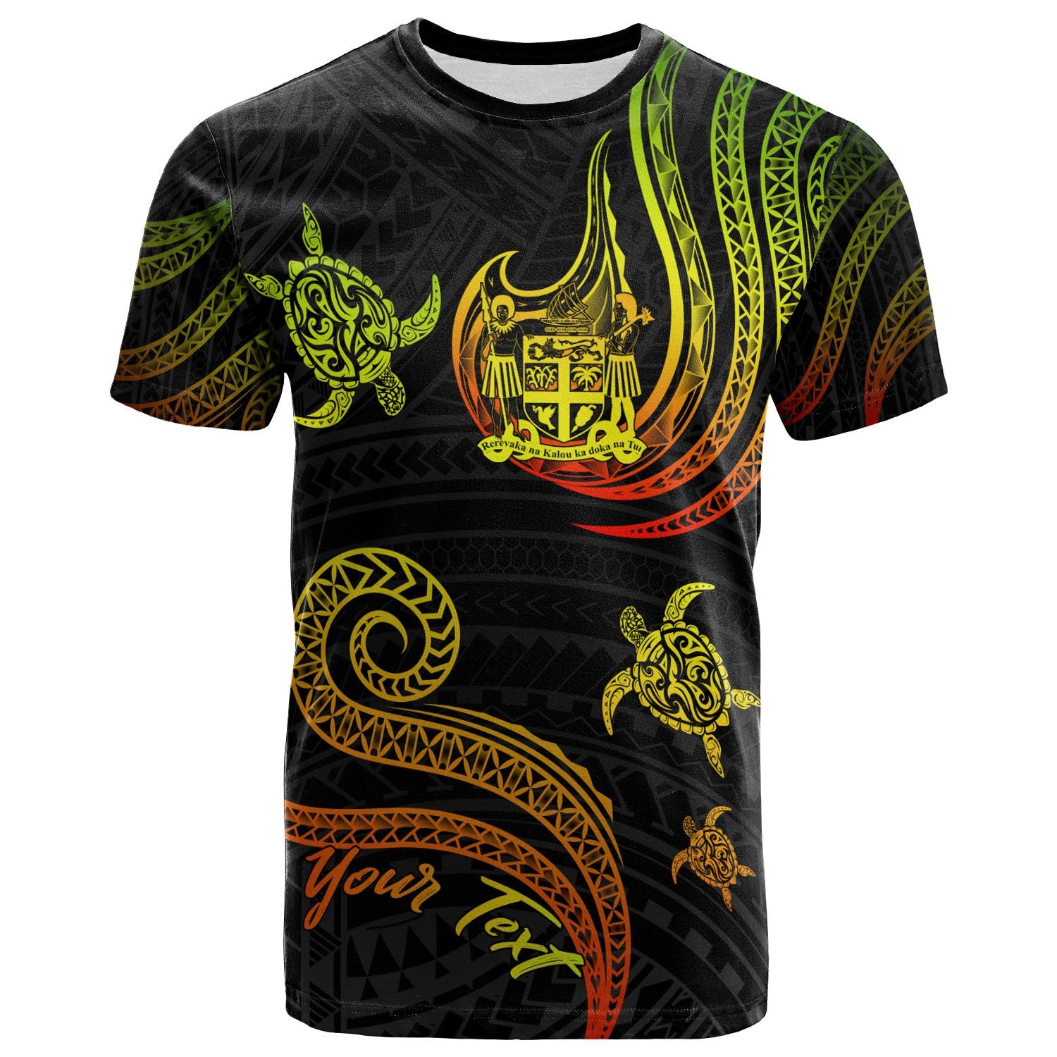 Fiji Custom T Shirt Polynesian Turtle With Pattern Reggae Unisex Art - Polynesian Pride