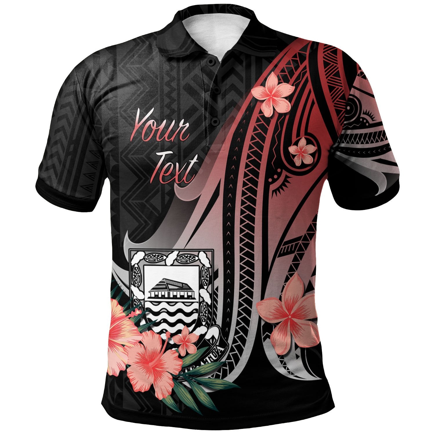 Tuvalu Custom Polo Shirt Red Polynesian Hibiscus Pattern Style Unisex Red - Polynesian Pride