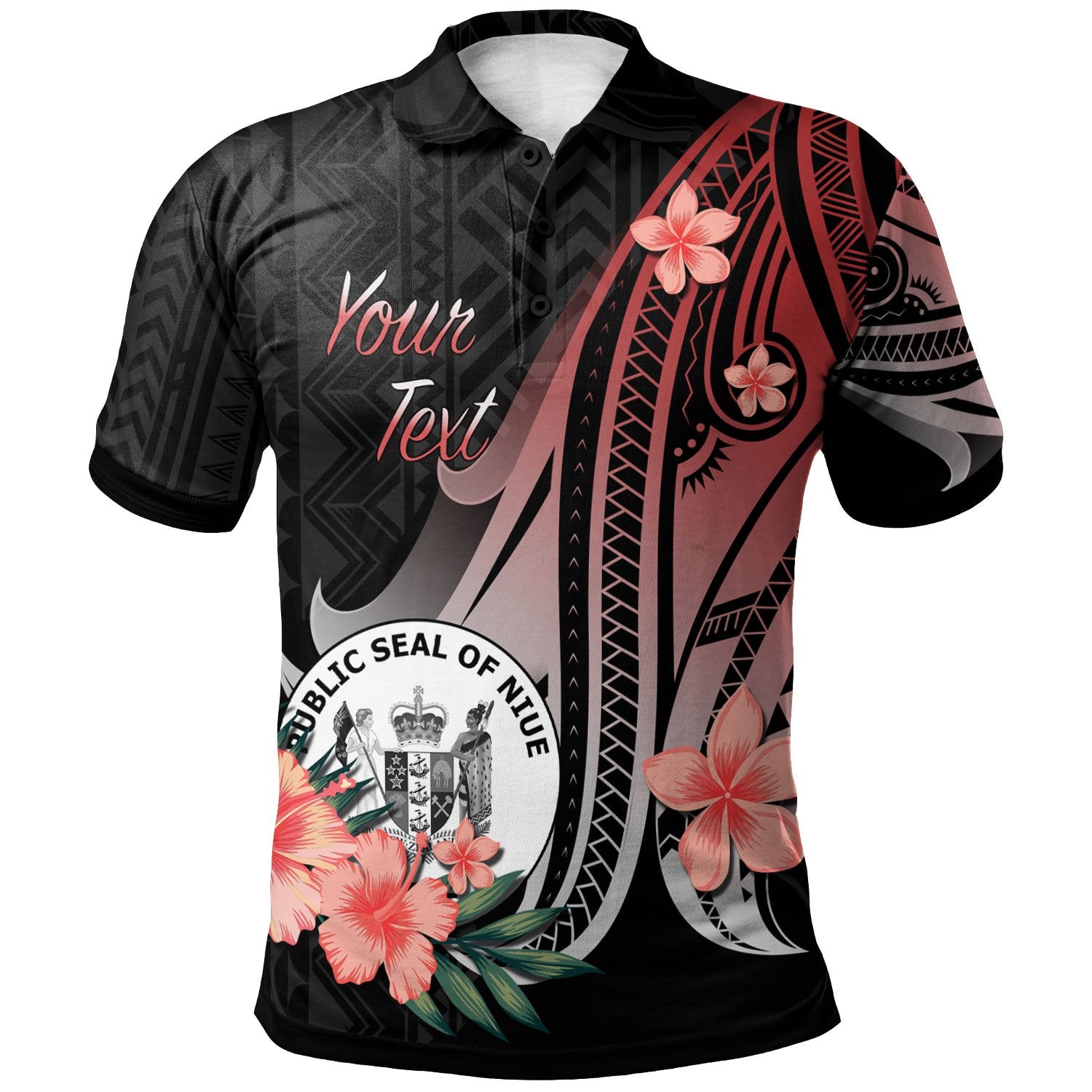 Niue Custom Polo Shirt Red Polynesian Hibiscus Pattern Style Unisex Red - Polynesian Pride