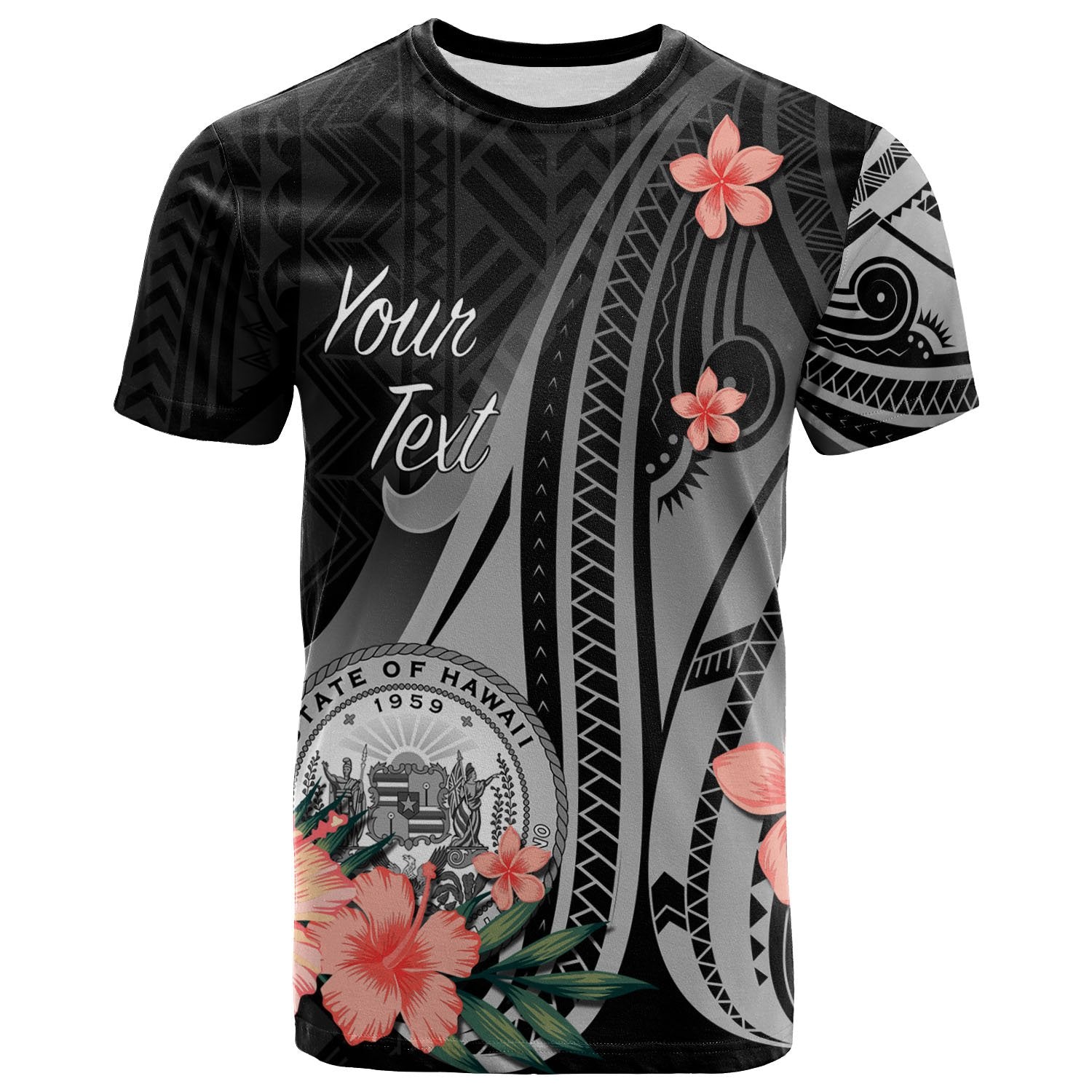 Hawaii Custom T Shirt Polynesian Hibiscus Pattern Style Unisex Black - Polynesian Pride