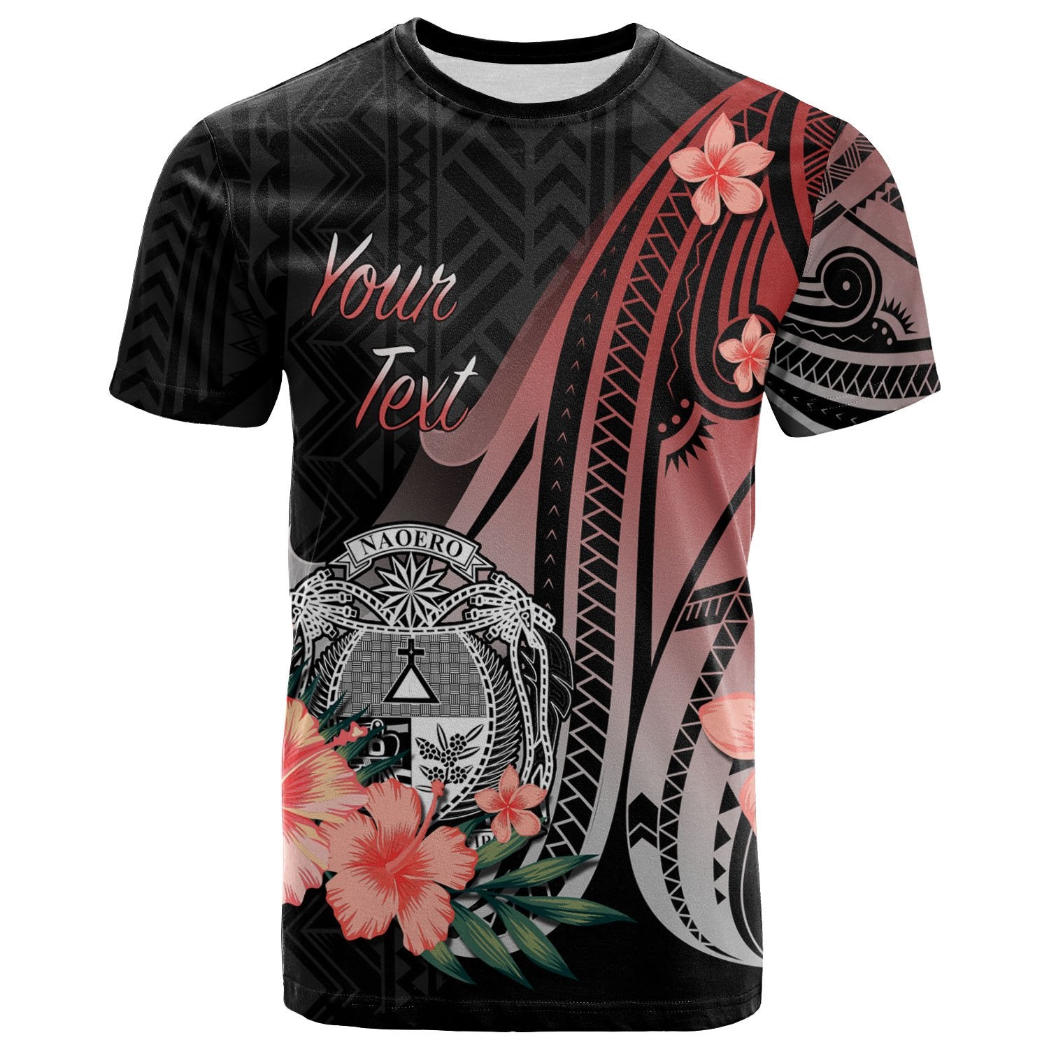 Nauru Custom T Shirt Red Polynesian Hibiscus Pattern Style Unisex Red - Polynesian Pride