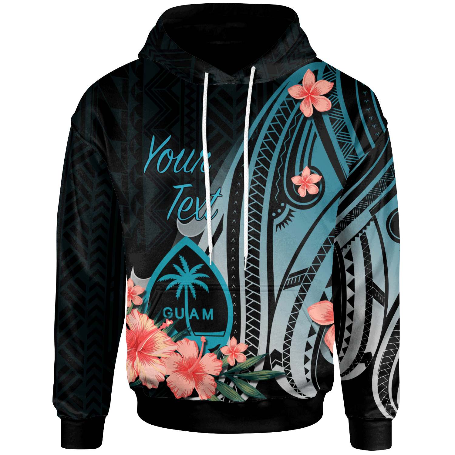 Guam Custom Hoodie Turquoise Polynesian Hibiscus Pattern Style Unisex Turquoise - Polynesian Pride