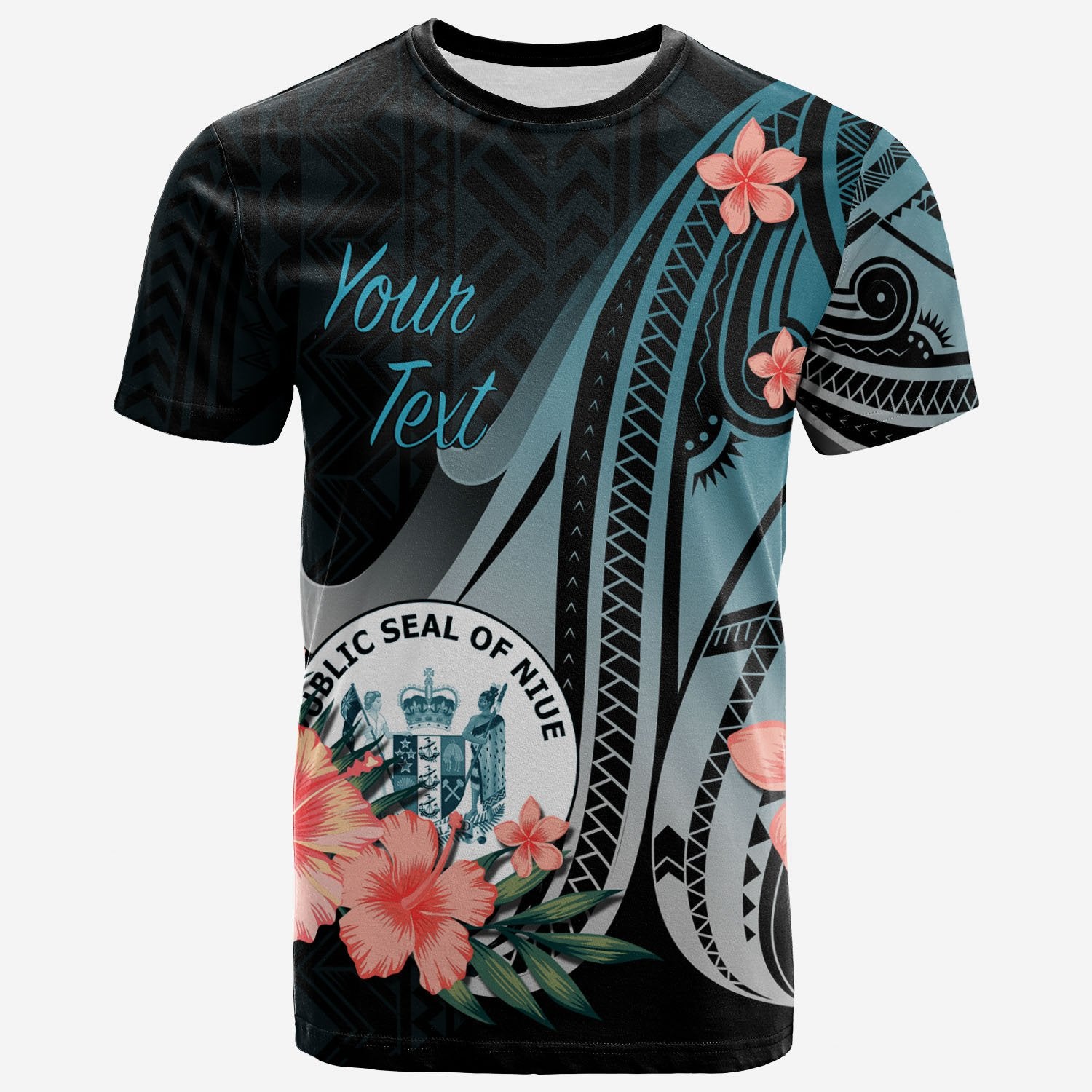 Niue Custom T Shirt Turquoise Polynesian Hibiscus Pattern Style Unisex Art - Polynesian Pride