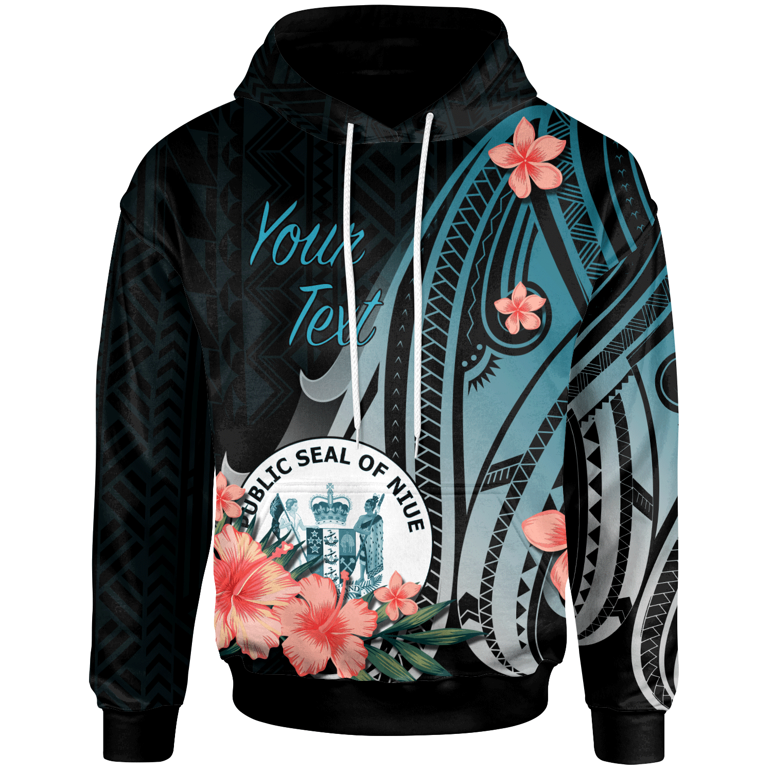 Niue Custom Hoodie Turquoise Polynesian Hibiscus Pattern Style Unisex Turquoise - Polynesian Pride