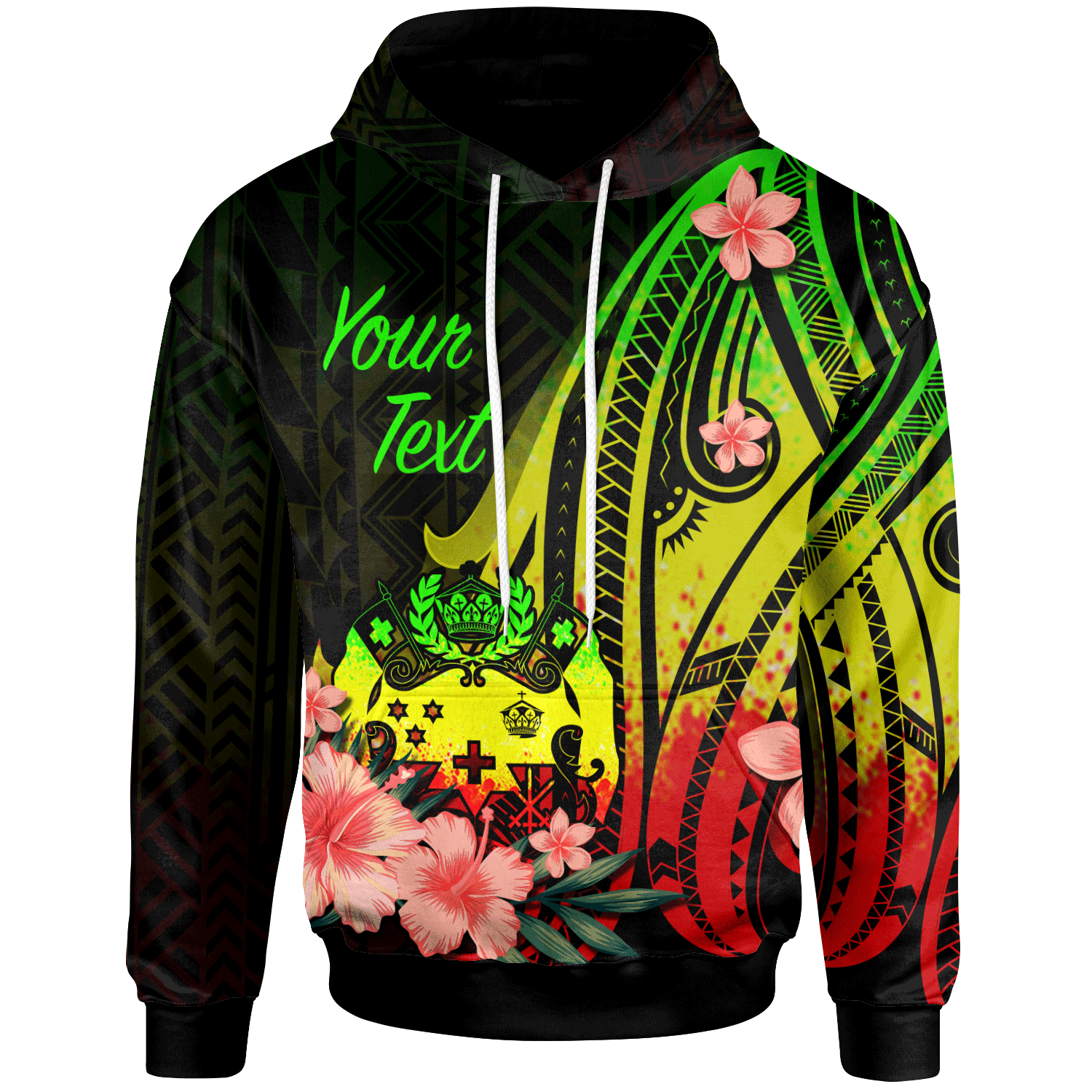 Tonga Custom Hoodie Reggae Polynesian Hibiscus Pattern Style Unisex Reggae - Polynesian Pride