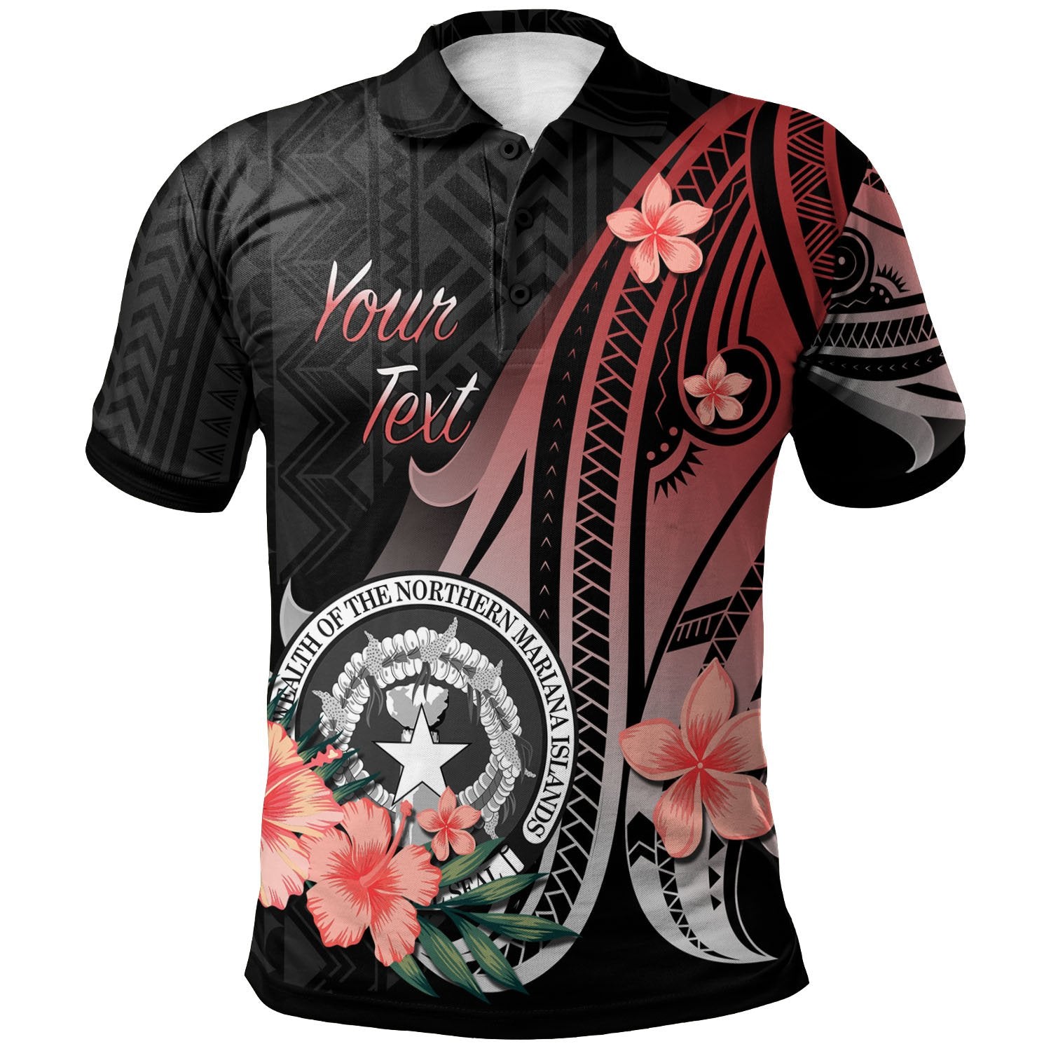 Northern Mariana Islands Custom Polo Shirt Red Polynesian Hibiscus Pattern Style Unisex Red - Polynesian Pride