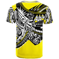 American Samoa T Shirt Tribal Jungle Yellow Pattern - Polynesian Pride