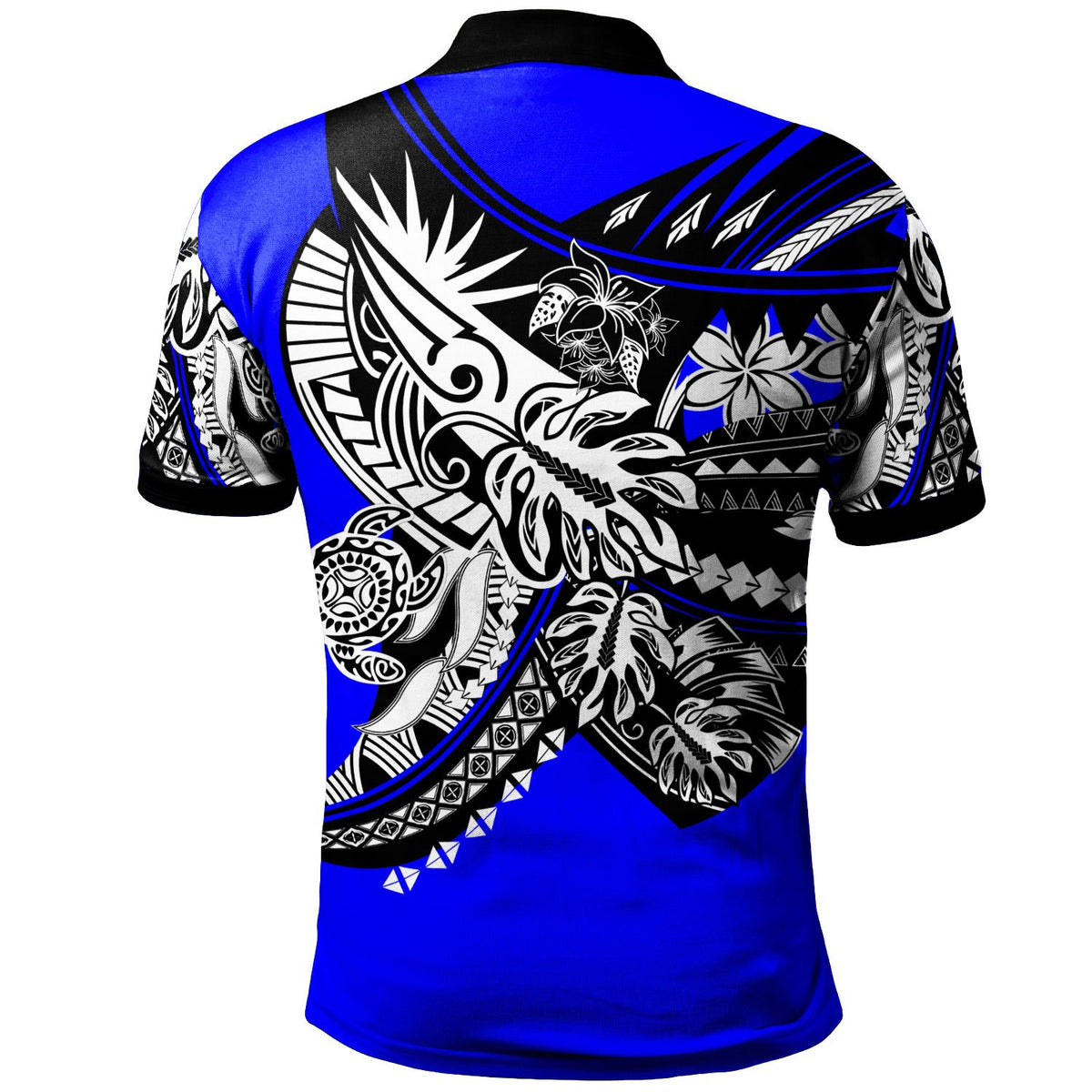Tokelau Polo Shirt Tribal Jungle Blue Pattern - Polynesian Pride