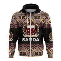 Samoa Hoodie Siapo Patterns LT6 Zip Hoodie Black - Polynesian Pride
