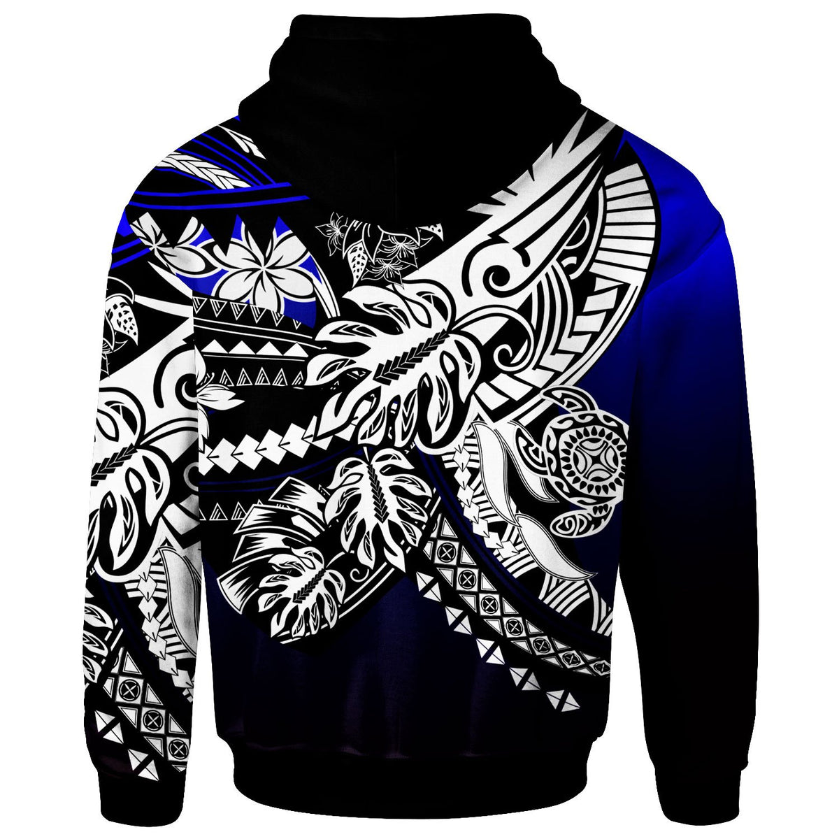 Tuvalu Hoodie Tribal Jungle Pattern Blue Color - Polynesian Pride