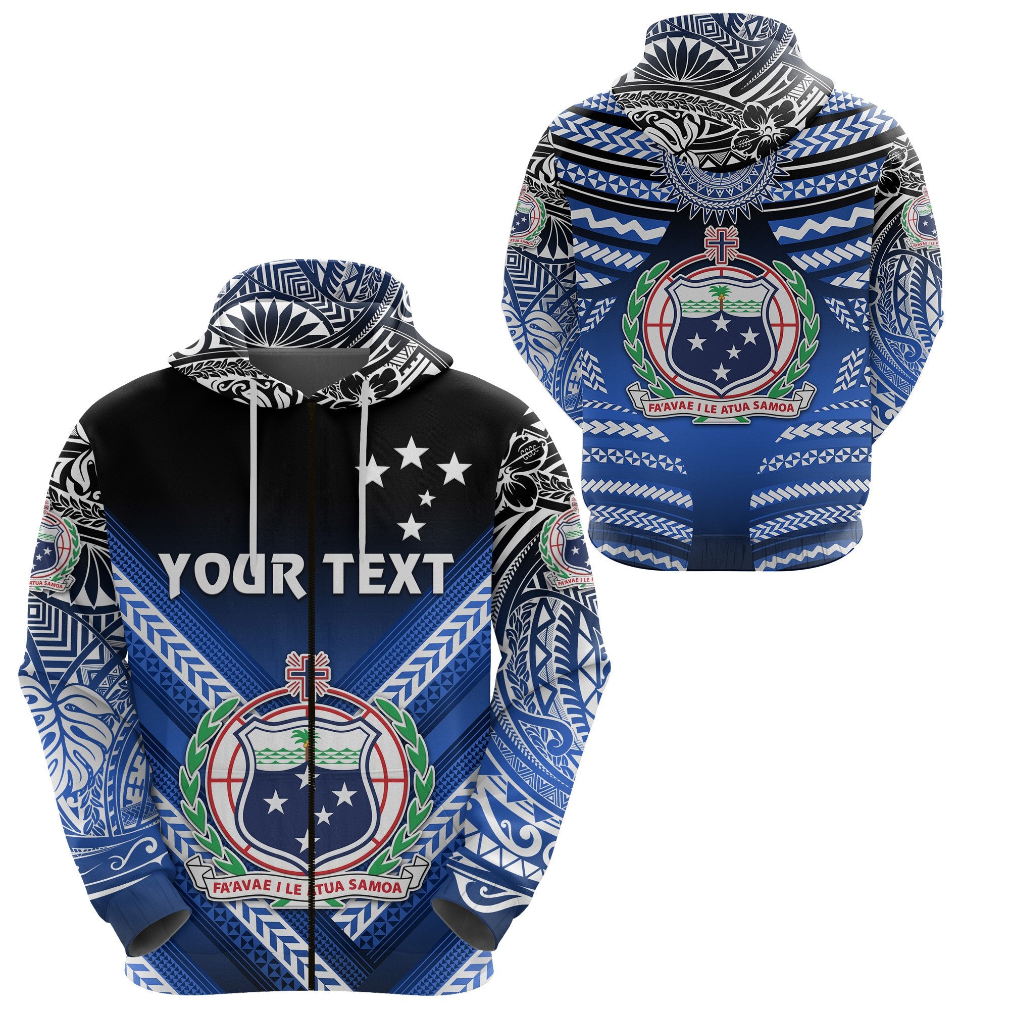 Custom Manu Samoa Rugby Zip Hoodie Creative Style Blue Unisex Blue - Polynesian Pride