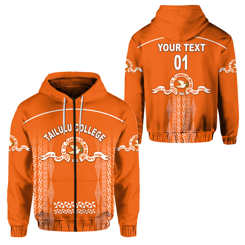 Custom Tonga Tailulu College Zip Hoodie Unique Style LT8 Unisex Orange - Polynesian Pride