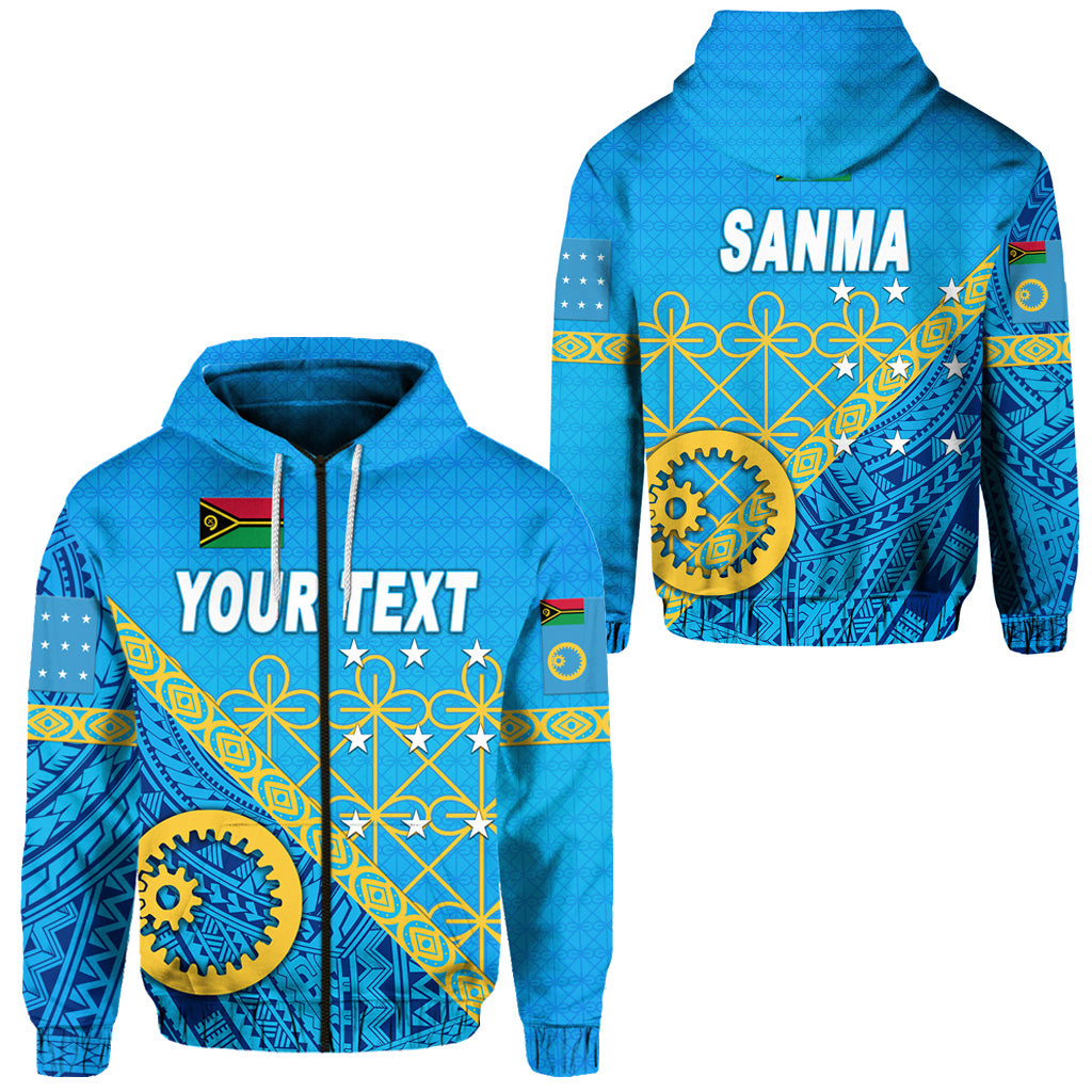 Custom Sanma Province Zip Hoodie Vanuatu Pattern Unique Style LT8 Unisex Blue - Polynesian Pride