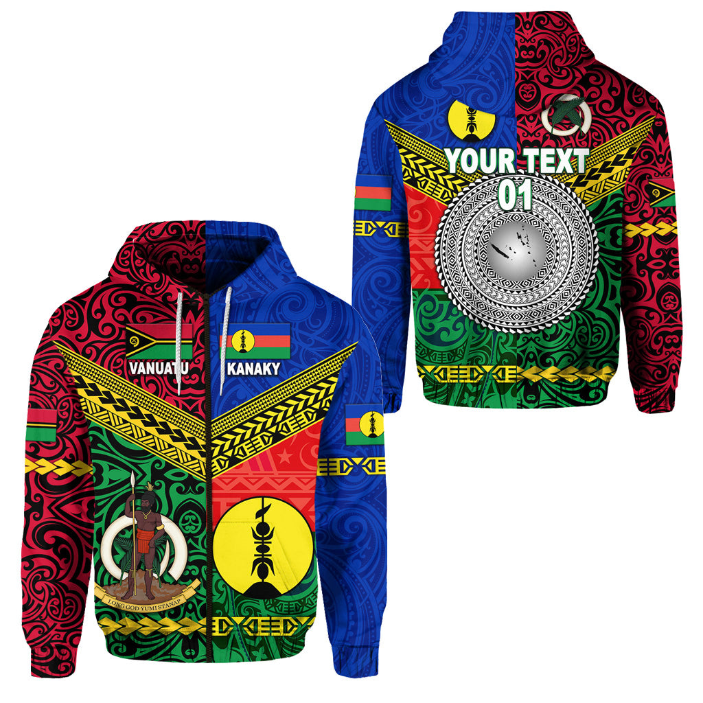 Custom Vanuatu New Caledonia Kanaky Zip Hoodie Together LT8 - Polynesian Pride