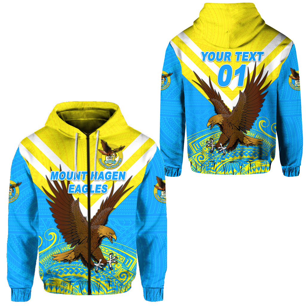 Custom Papua New Guinea Mount Hagen Eagles Zip Hoodie Wamp Nga Rugby Blue, Custom Text and Number LT8 Unisex Blue - Polynesian Pride