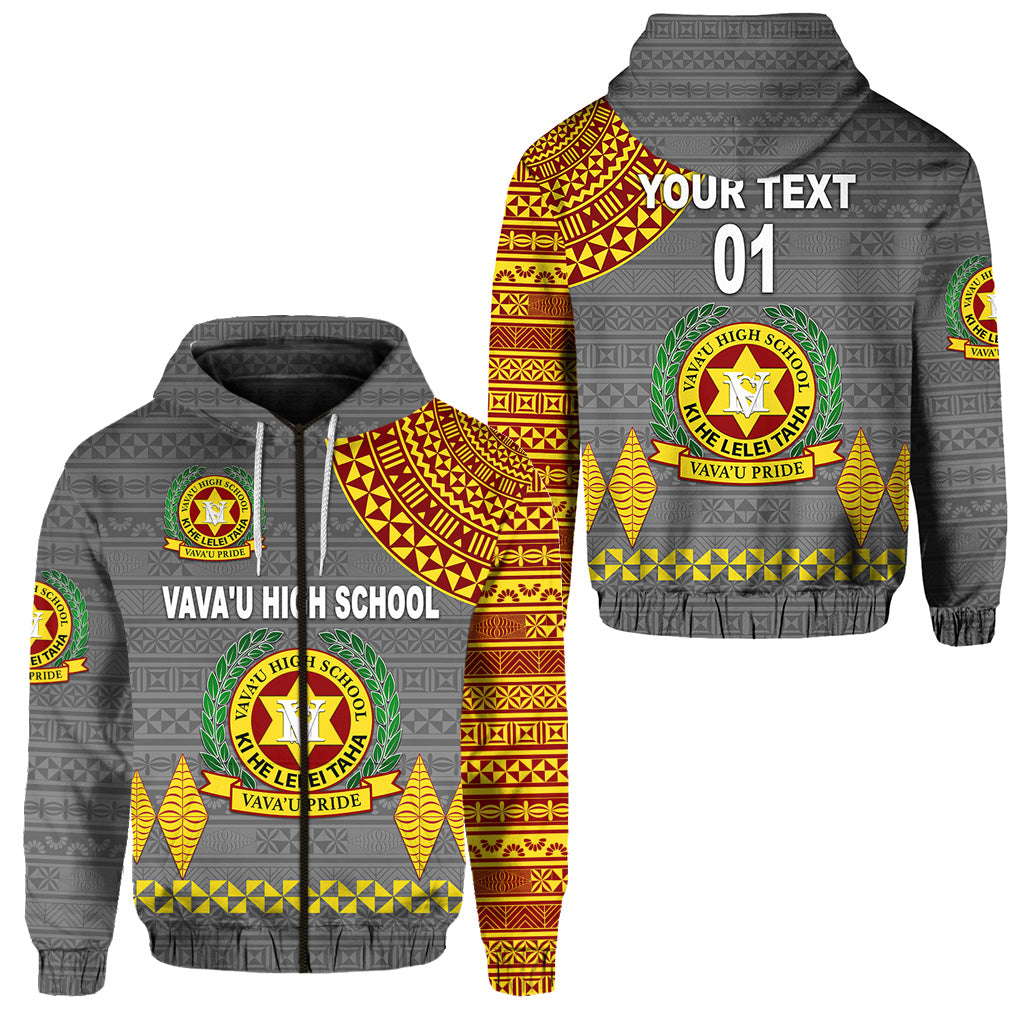 Custom Tonga Vavau High School Zip Hoodie Simple Style Grey LT8 - Polynesian Pride