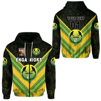 Custom Papua New Guinea Enga Mioks Zip Hoodie Rugby Original Style Black, Custom Text and Number LT8 Unisex Black - Polynesian Pride