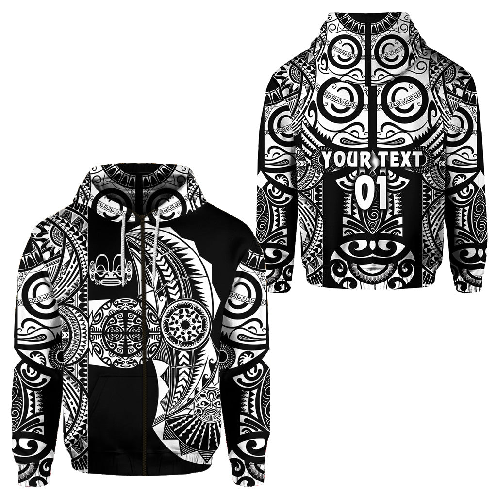 Custom Marquesas Islands Zip Hoodie Marquesan Tattoo Original Style Black LT8 - Polynesian Pride