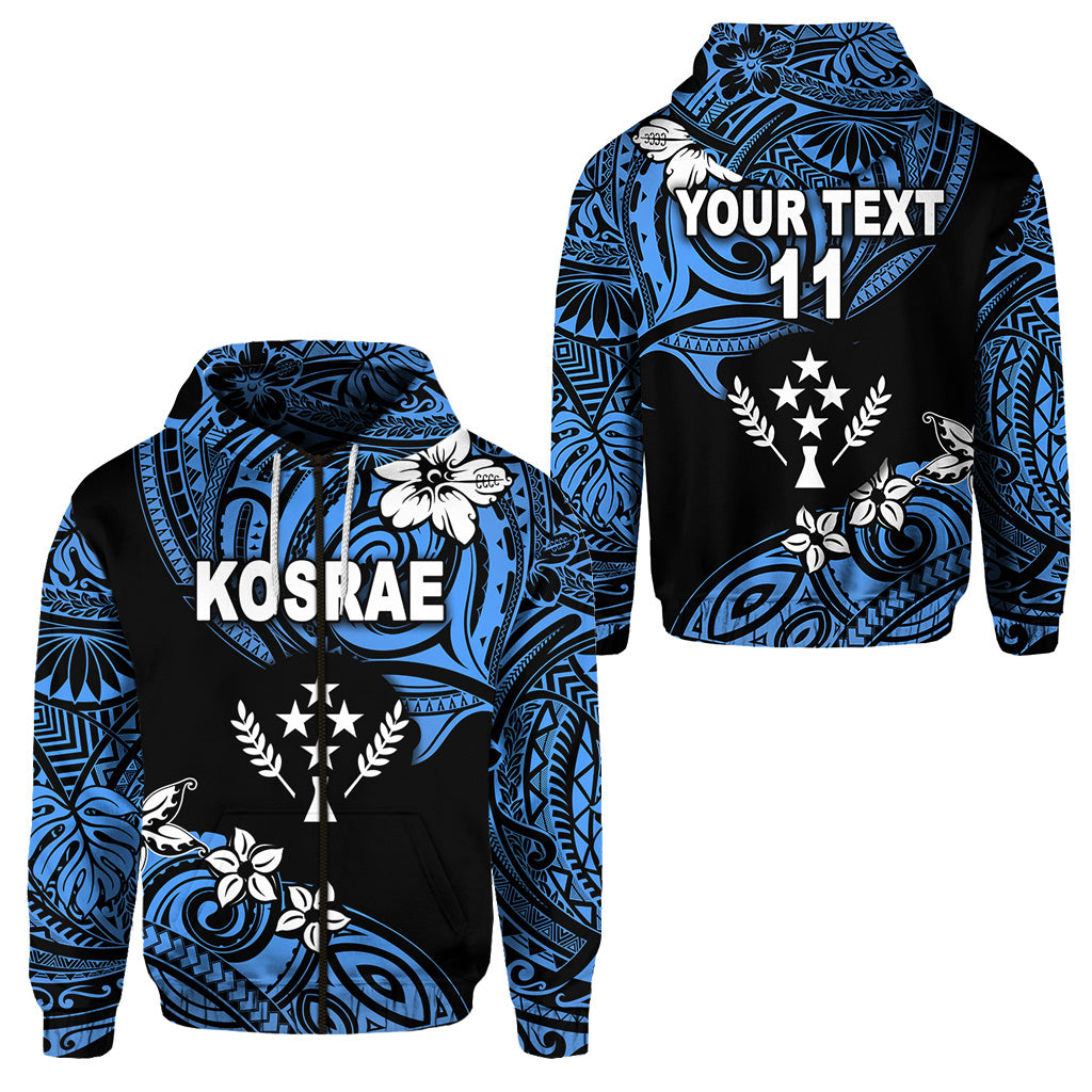 Custom FSM Kosrae Zip Hoodie Unique Vibes Blue LT8 Unisex Blue - Polynesian Pride