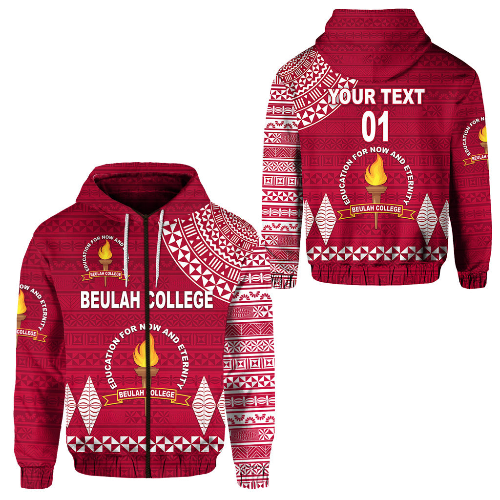 Custom Tonga Beulah College Zip Hoodie Simple Style, Custom Text and Number LT8 Unisex Maroon - Polynesian Pride