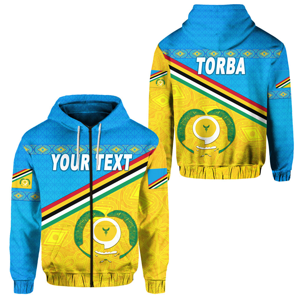 Custom Torba Province Zip Hoodie Vanuatu Pattern Unique Style LT8 Unisex Blue - Polynesian Pride