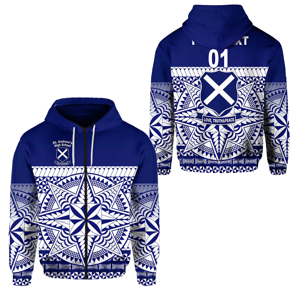 Custom St. andrews High School Zip Hoodie Simplified Version LT8 - Polynesian Pride