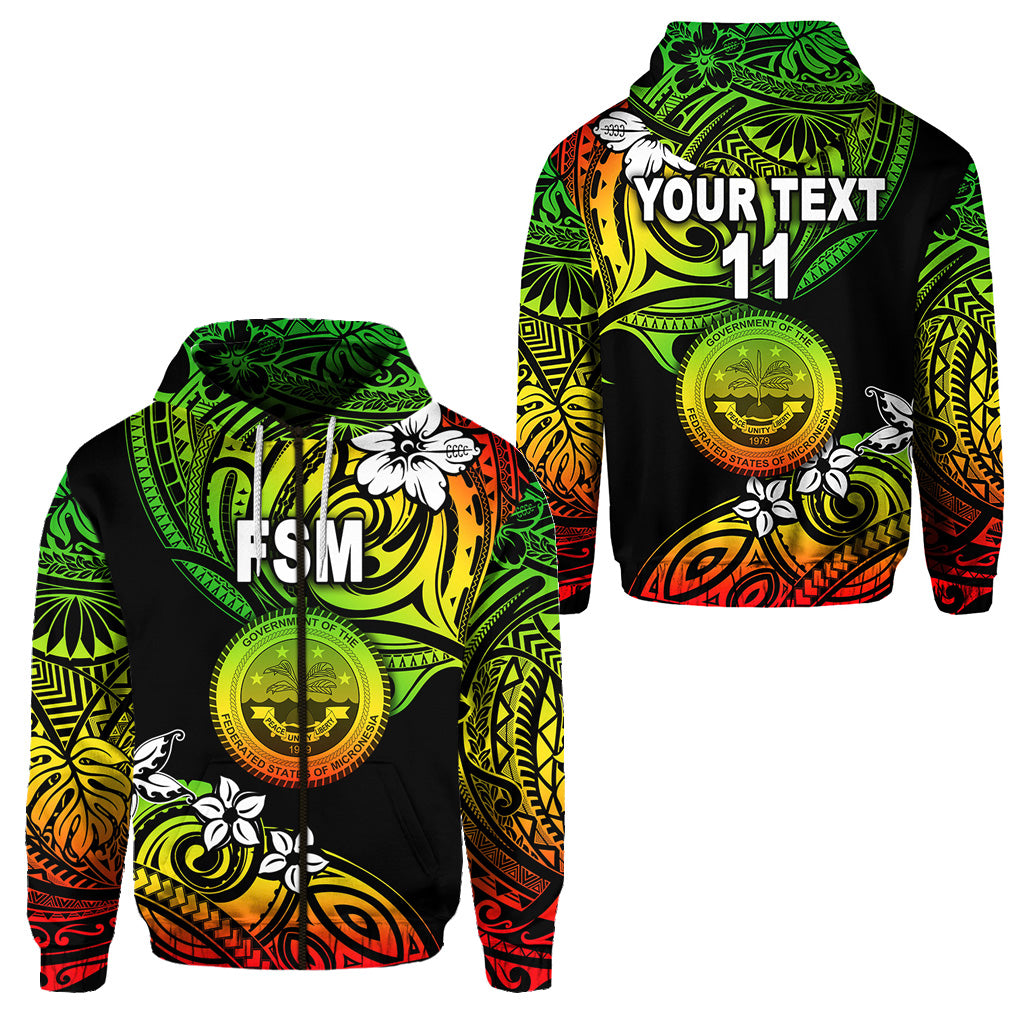 Custom Federated States of Micronesia Zip Hoodie Unique Vibes Reggae LT8 Unisex Reggae - Polynesian Pride