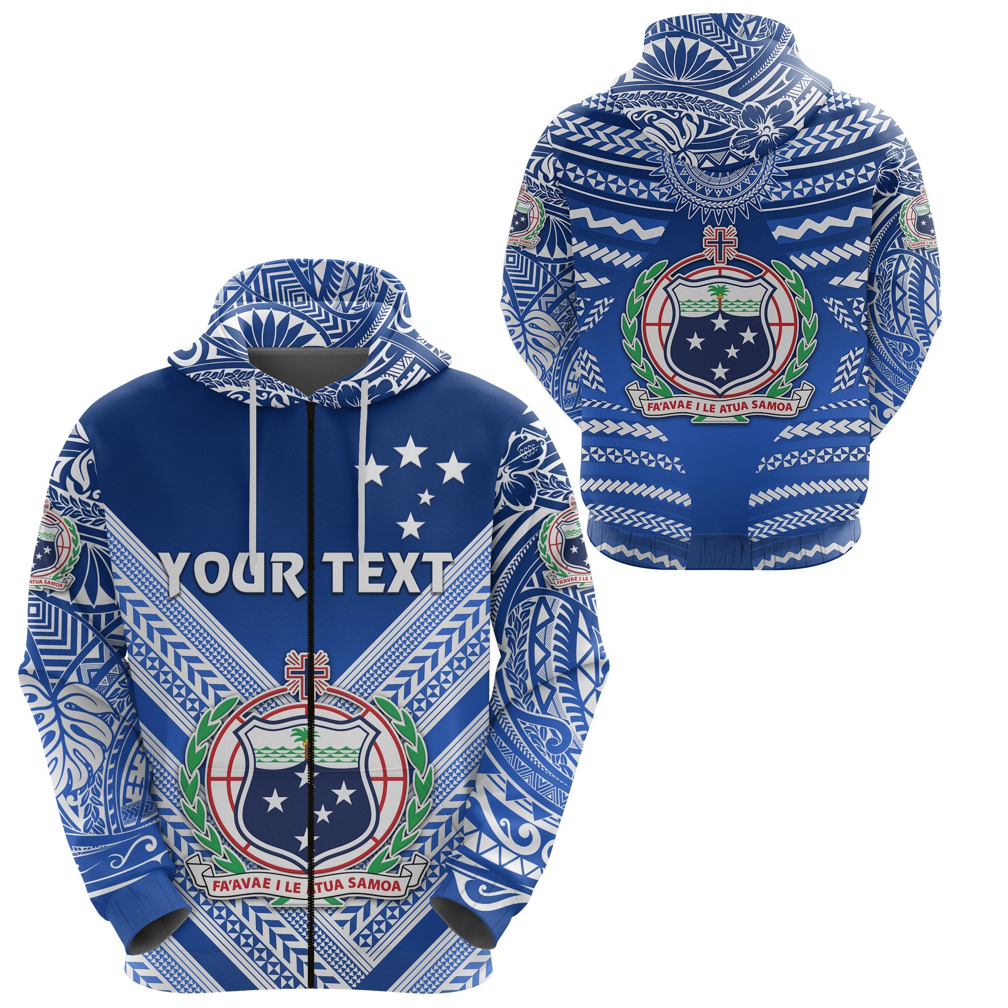 Custom Manu Samoa Rugby Zip Hoodie Creative Style Full Blue Unisex Blue - Polynesian Pride