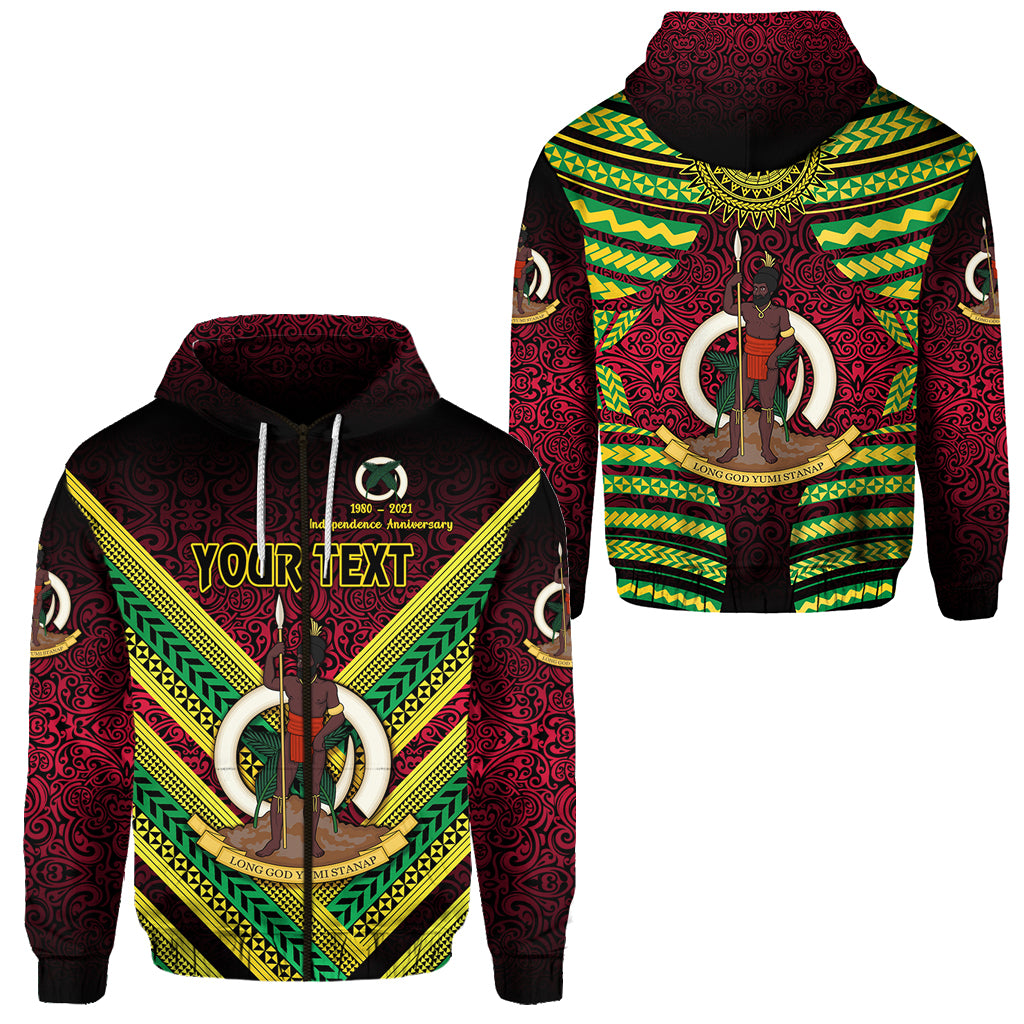 Custom Vanuatu Special Independence Anniversary Zip Hoodie Creative Style Gradient Red LT8 Unisex Red - Polynesian Pride