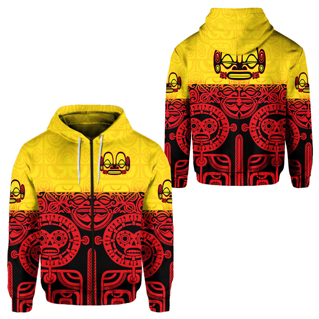 Marquesas Islands Zip Hoodie Marquesan Tattoo Special Style Gradient Red LT8 - Polynesian Pride