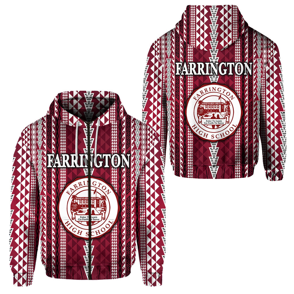 Hawaii Farrington High School Zip Hoodie Simple Style LT8 Unisex Maroon - Polynesian Pride