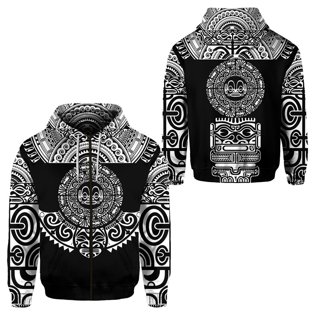 Marquesas Islands Zip Hoodie Marquesan Tattoo Simplified Version Black LT8 - Polynesian Pride