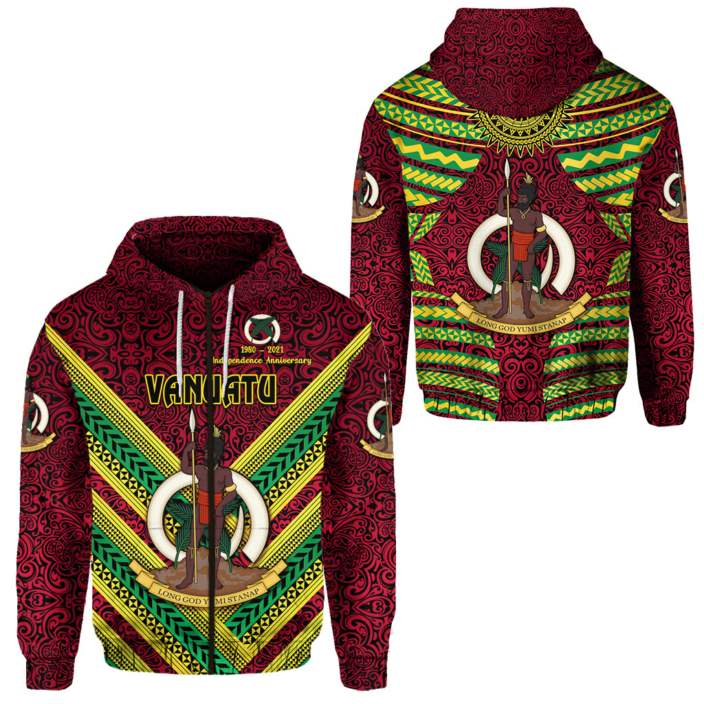 Vanuatu Special Independence Anniversary Zip Hoodie Creative Style Red LT8 Unisex Red - Polynesian Pride