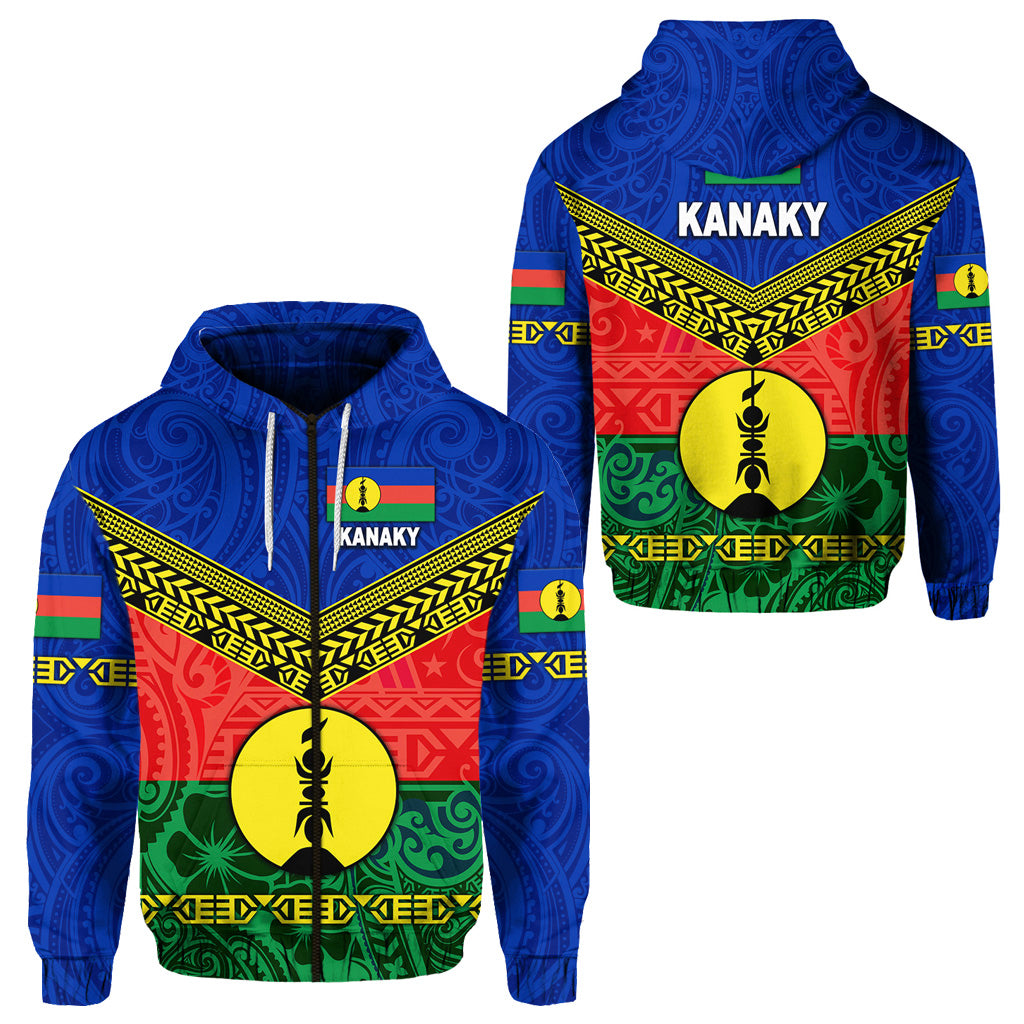 New Caledonia Kanaky Zip Hoodie Kanaky Vibes LT8 Unisex Blue - Polynesian Pride