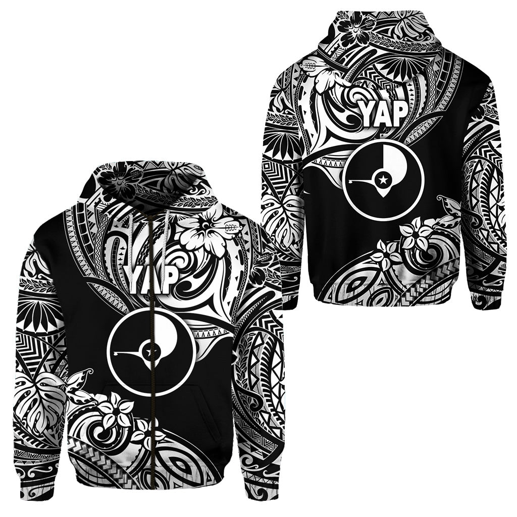 FSM Yap Zip Hoodie Unique Vibes Black LT8 Unisex Black - Polynesian Pride