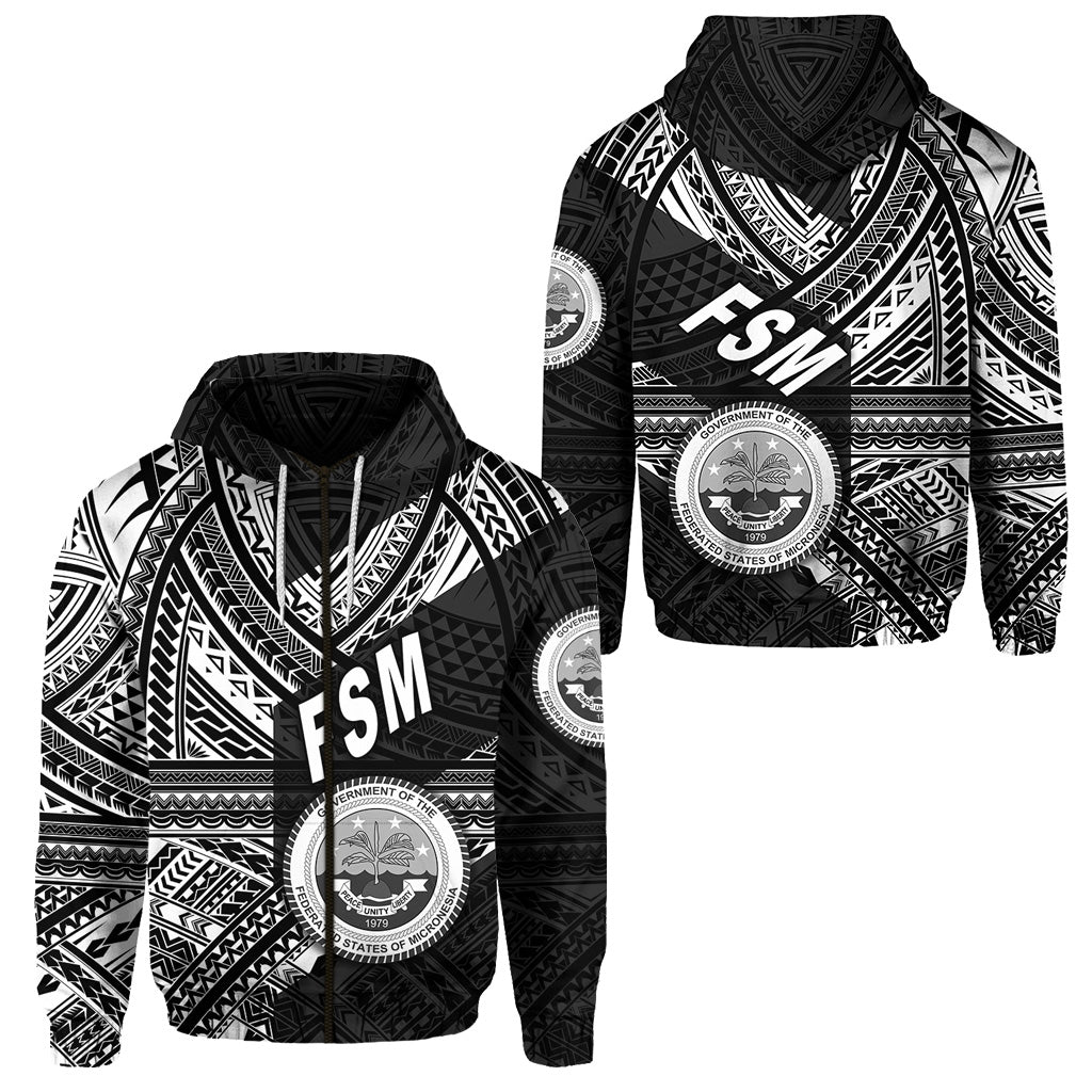 Federated States of Micronesia Zip Hoodie FSM Original Style Black LT8 Unisex Black - Polynesian Pride